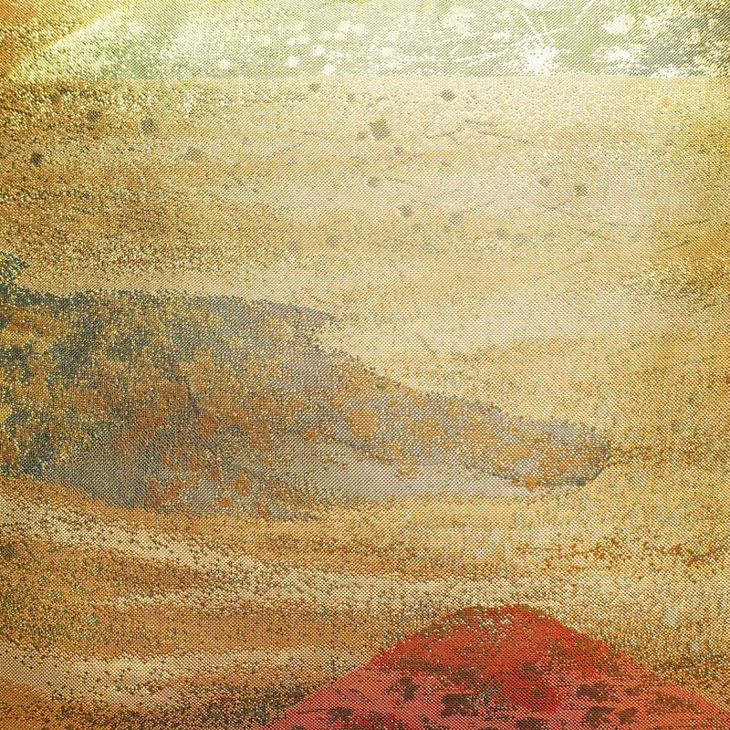 袋帯 六通柄 良品 フォーマル用 正絹 風景柄 箔 帯 金・銀_画像2