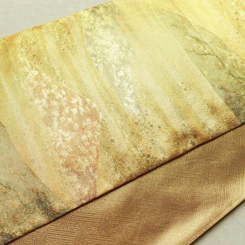 袋帯 六通柄 良品 フォーマル用 正絹 風景柄 箔 帯 金・銀_画像11