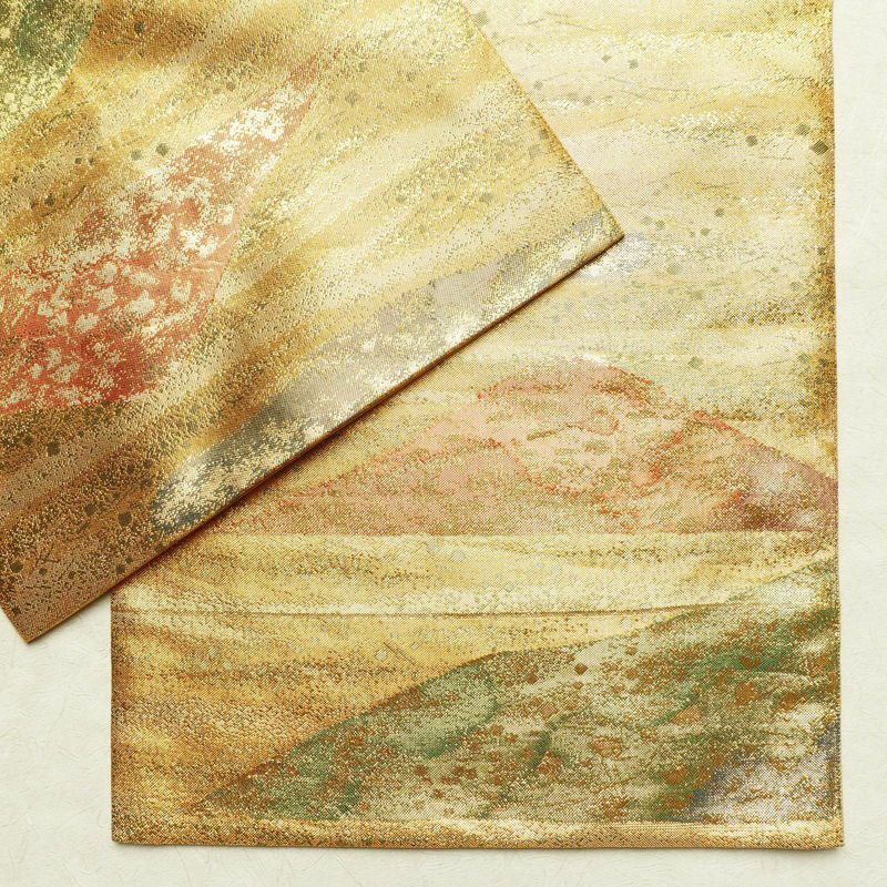 袋帯 六通柄 良品 フォーマル用 正絹 風景柄 箔 帯 金・銀_画像13