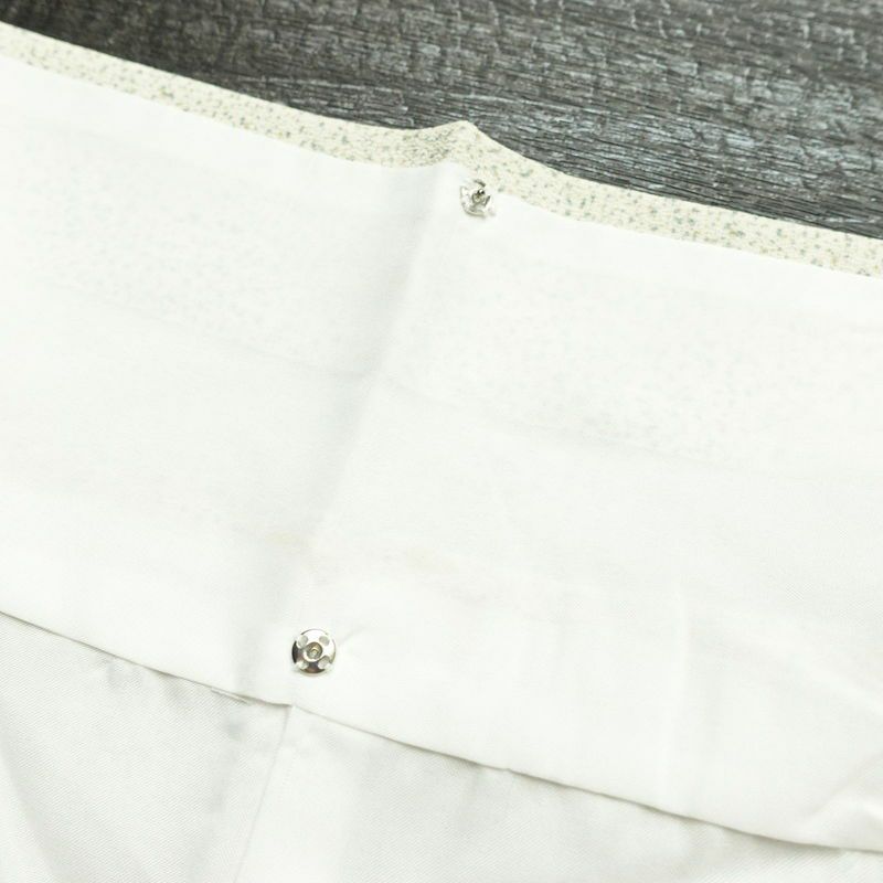 小紋 縮緬 ポリエステル 木の葉・植物柄 袷仕立て 身丈164cm 裄丈66.5cm クリーム_画像17