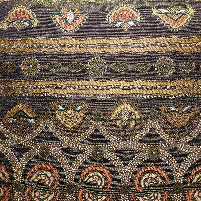 袋帯 コシノヒロコ ファッションデザイナー HIROKO KOSHINO 六通柄 正絹 幾何学柄・抽象柄 金通し 金糸 フォーマル 帯 紫・藤色_画像2