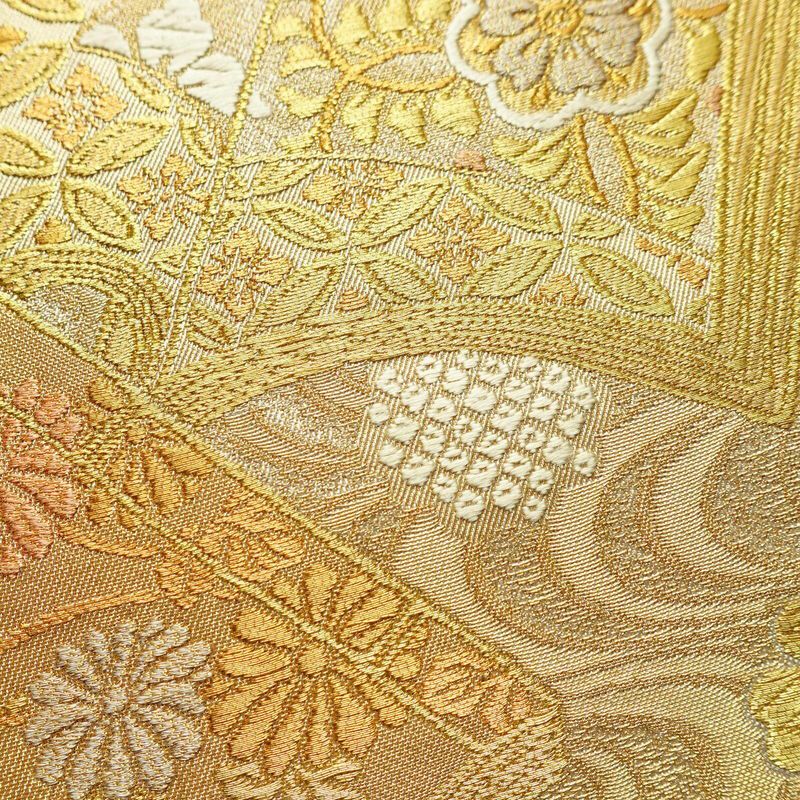 袋帯 六通柄 フォーマル用 正絹 古典柄 箔 金糸 帯 金・銀_画像3