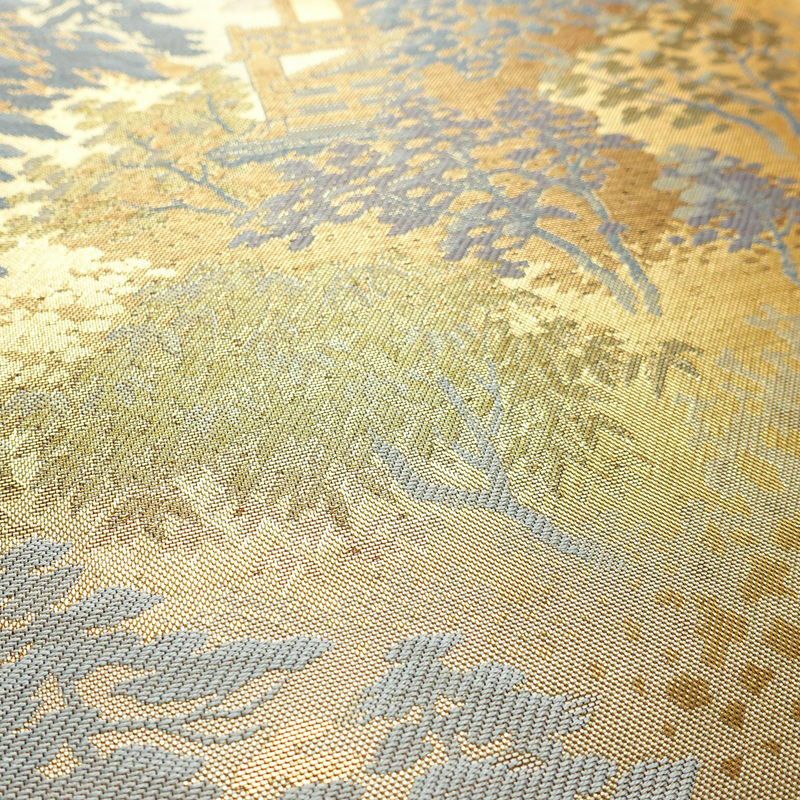 袋帯 未仕立て品 六通柄 美品 フォーマル用 正絹 風景柄 箔 金・銀_画像3