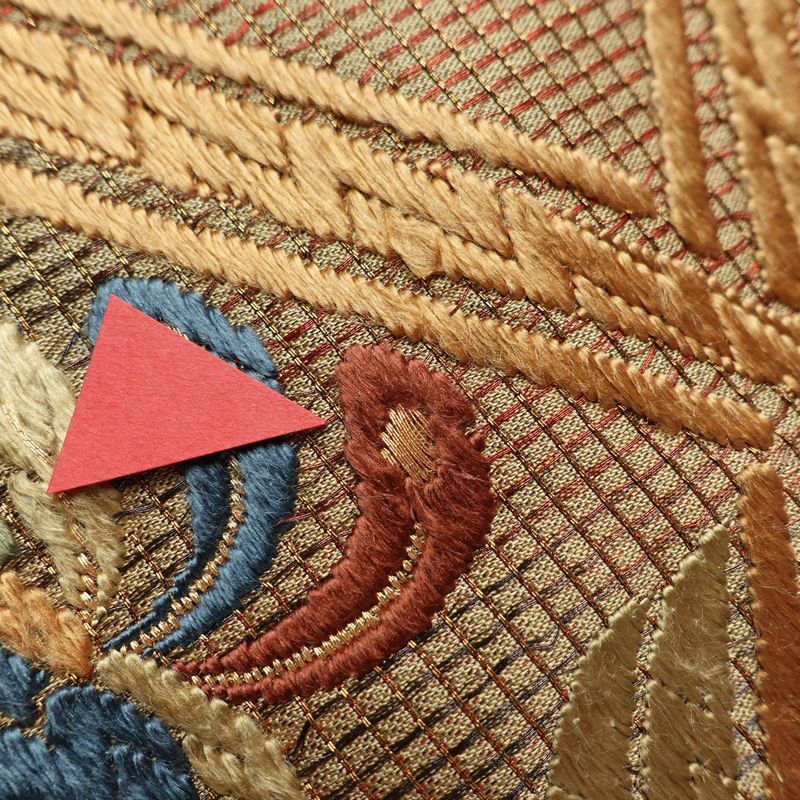 袋帯 能衣彩菱文 六通柄 フォーマル用 正絹 幾何学柄・抽象柄 刺繍 金糸 帯 黄・黄土色_画像18