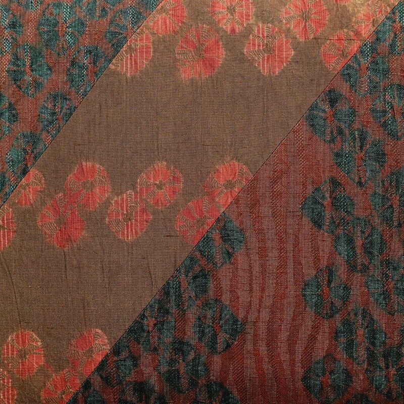 袋帯 太鼓柄 美品 絞り 一般用 正絹 古典柄 帯 小豆・エンジ_画像2