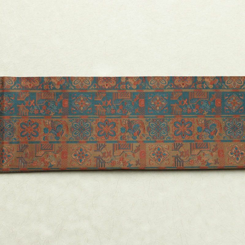 名古屋帯 全通柄 正絹 縞柄・線柄 通し仕立て 帯 多色使い_画像14