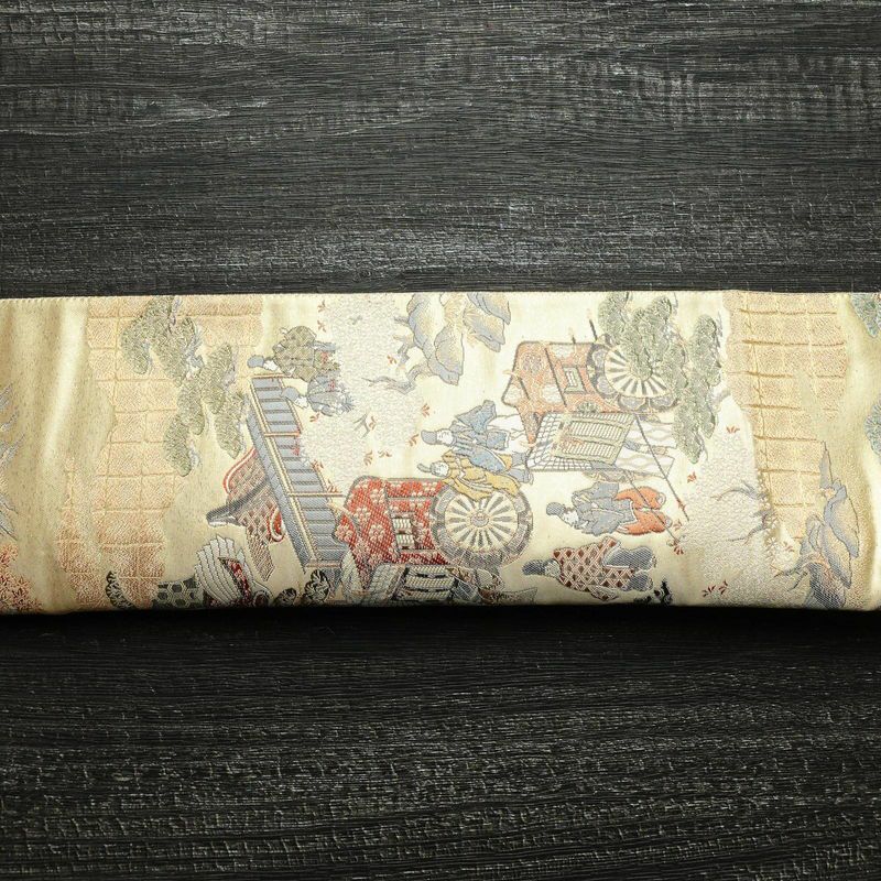 袋帯 六通柄 良品 フォーマル用 正絹 風景柄 箔 金糸 帯 金・銀_画像15