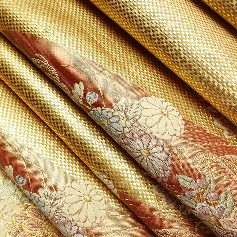 袋帯 六通柄 フォーマル用 正絹 木の葉・植物柄 箔 金糸 帯 金・銀_画像21