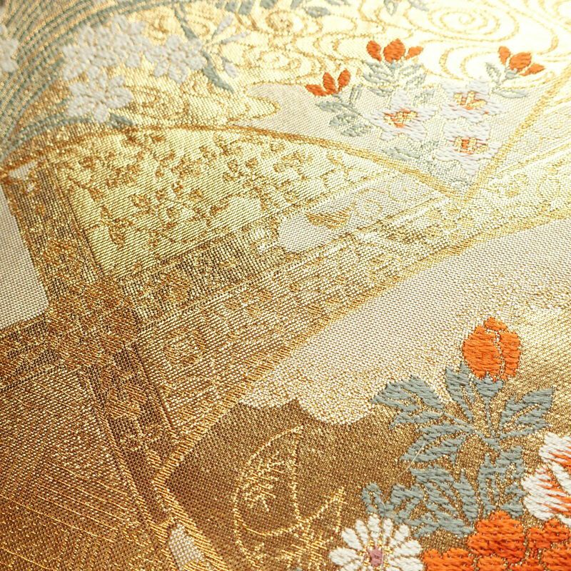 袋帯 六通柄 フォーマル用 正絹 古典柄 箔 金糸 帯 金・銀_画像7