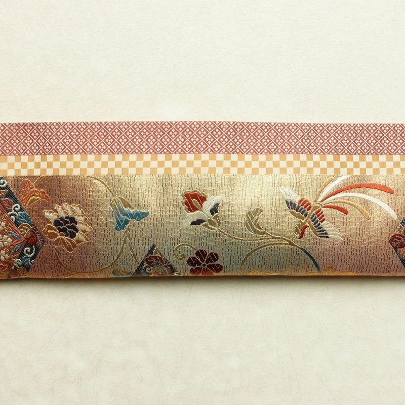 袋帯 六通柄 良品 フォーマル用 正絹 古典柄 箔 金糸 帯 金・銀_画像12