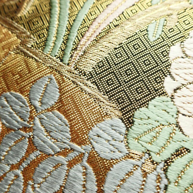 袋帯 六通柄 フォーマル用 正絹 花柄 箔 金糸 帯 金・銀_画像6