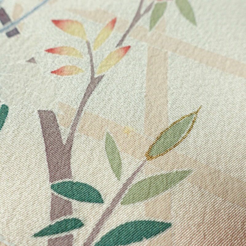 訪問着 落款入り しつけ糸付き 縮緬 フォーマル用 正絹 花柄 袷仕立て 身丈160cm 裄丈65cm 箔 共八掛 金彩 着物 ピンク_画像10