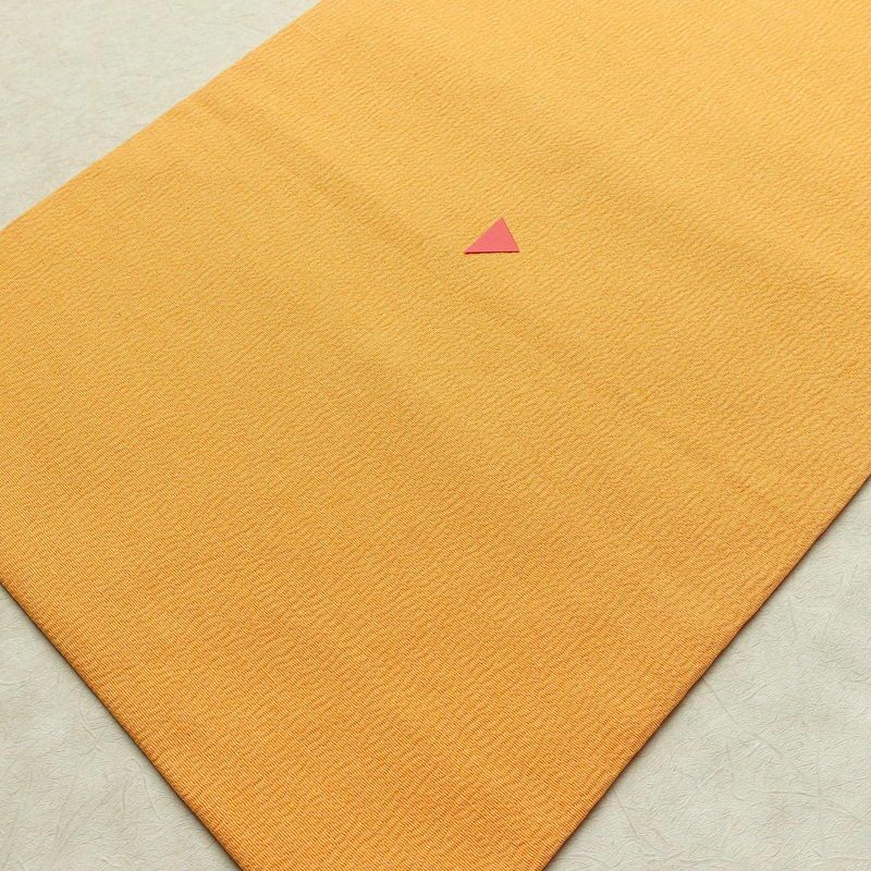 名古屋帯 太鼓柄 縮緬 正絹 幾何学柄・抽象柄 名古屋仕立て 帯 黄・黄土色_画像12