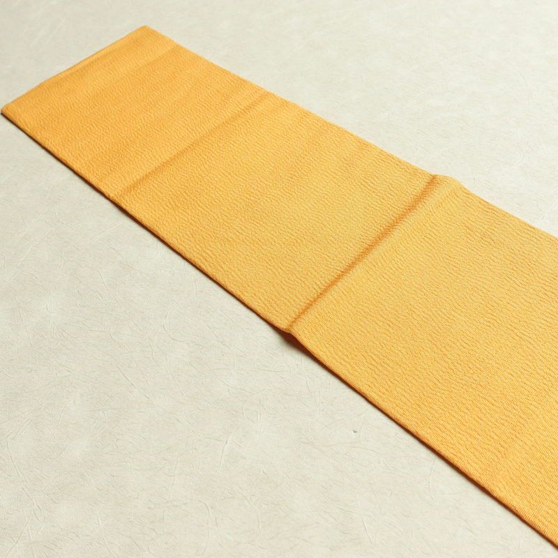 名古屋帯 太鼓柄 縮緬 正絹 幾何学柄・抽象柄 名古屋仕立て 帯 黄・黄土色_画像16