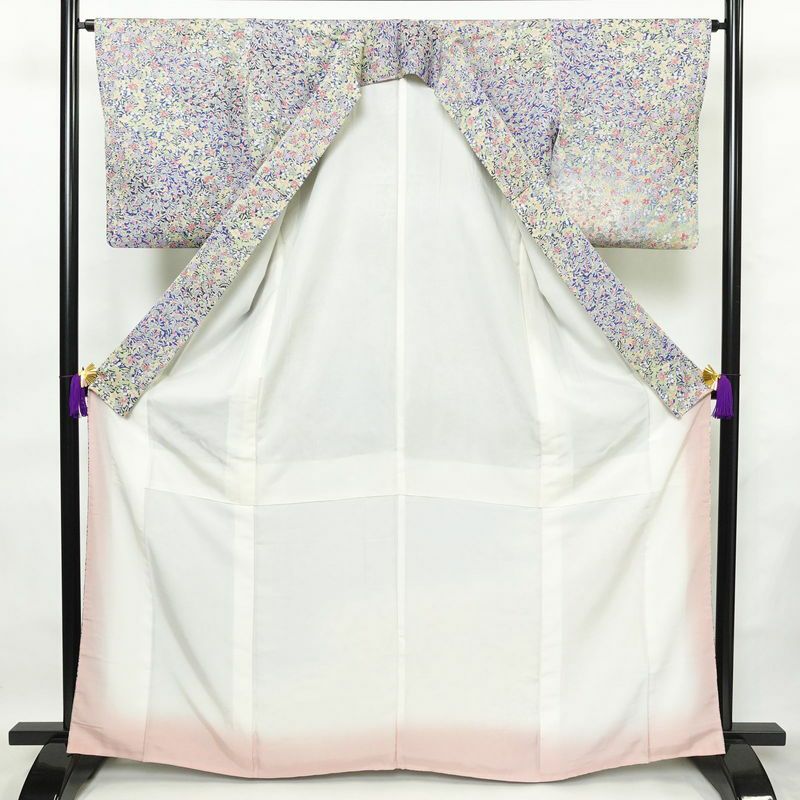 付け下げ 正絹 花柄 袷仕立て 身丈165cm 裄丈65cm 着物 多色使い_画像3