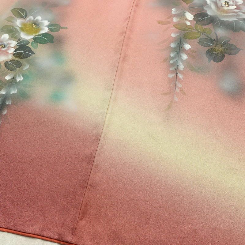 付け下げ 正絹 花柄 袷仕立て 身丈168.5cm 裄丈68cm 箔 フォーマル 着物 ピンク_画像12