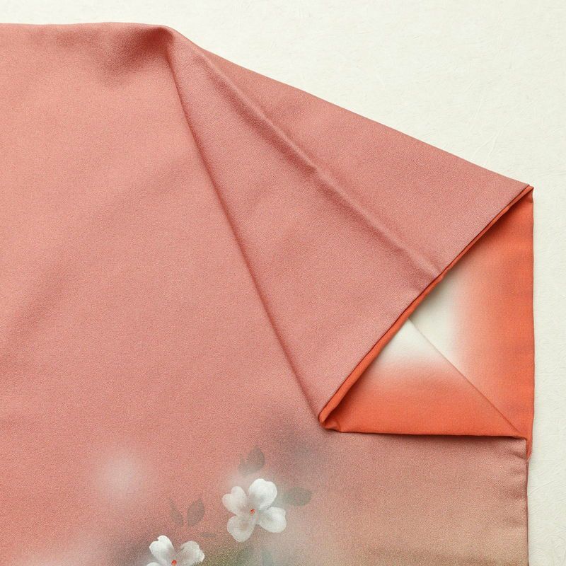 付け下げ 正絹 花柄 袷仕立て 身丈168.5cm 裄丈68cm 箔 フォーマル 着物 ピンク_画像14