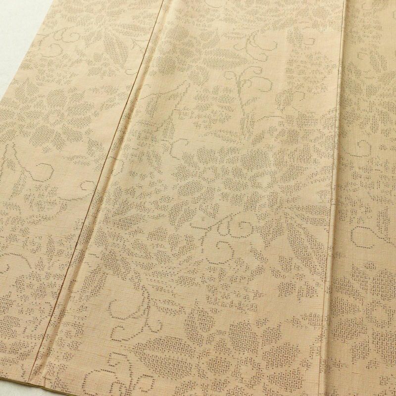 紬 良品 正絹 花柄 袷仕立て 身丈162cm 裄丈65.5cm 着物 ベージュ_画像4
