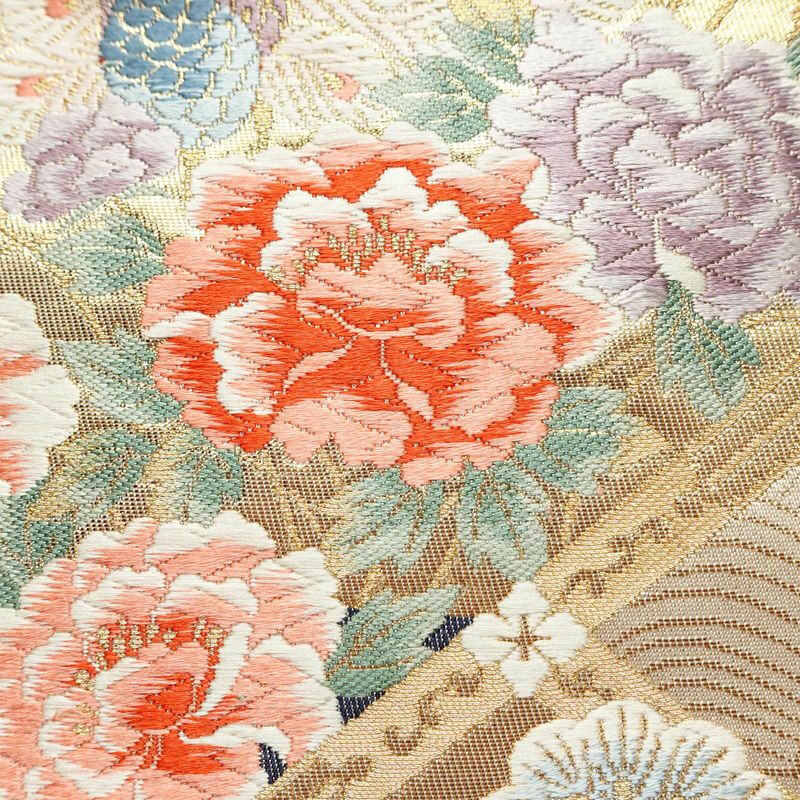 袋帯 六通柄 本金箔 フォーマル用 正絹 古典柄 箔 クリーム_画像4