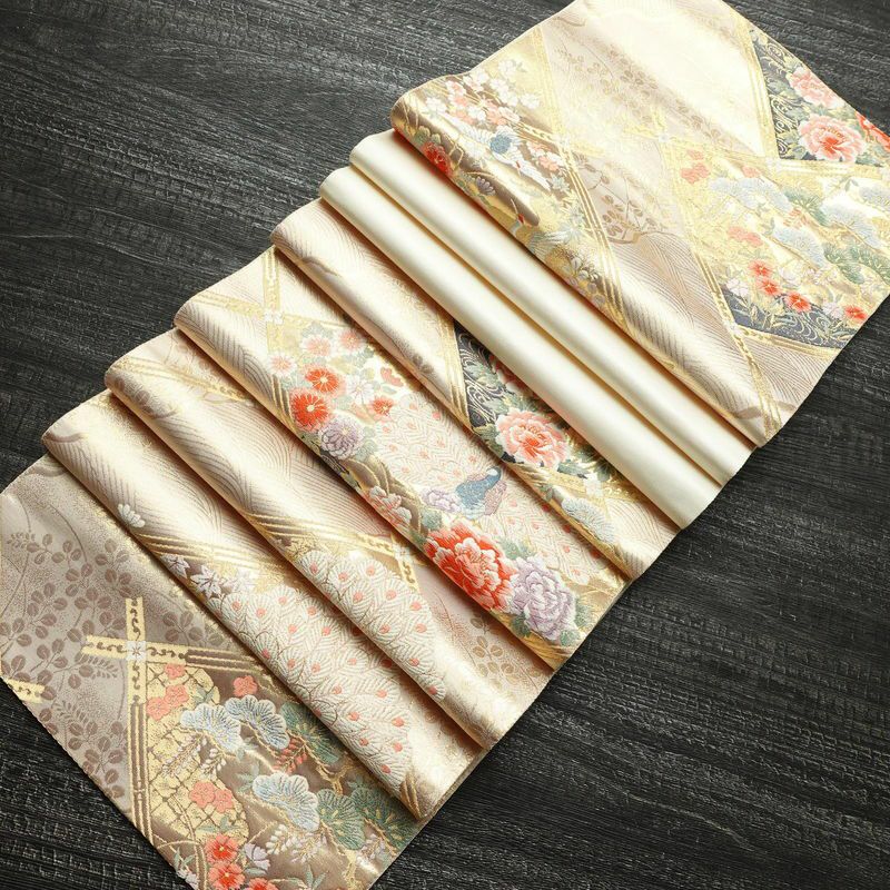 袋帯 六通柄 本金箔 フォーマル用 正絹 古典柄 箔 クリーム_画像20