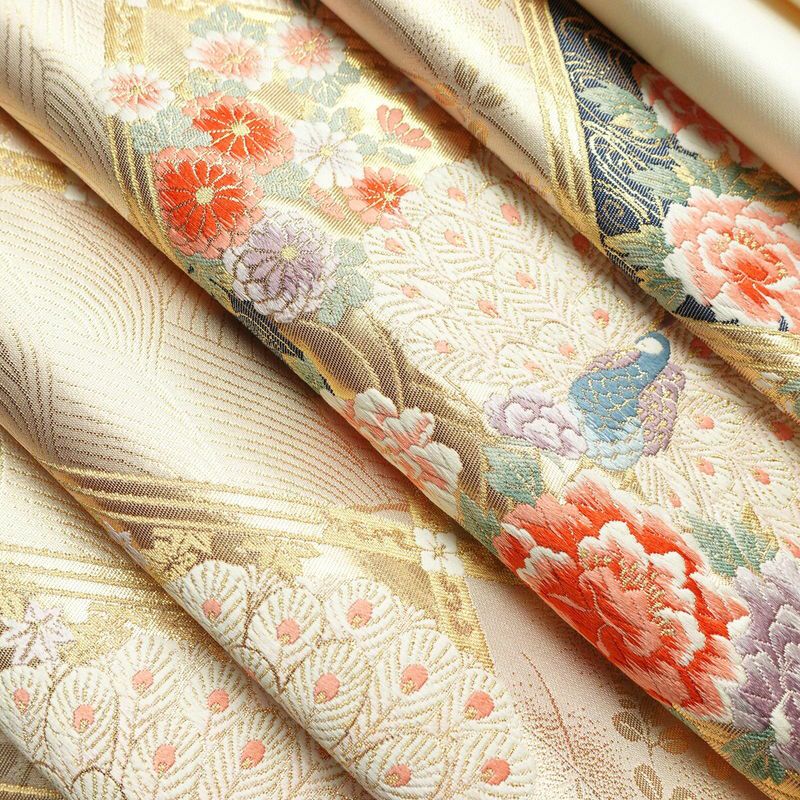 袋帯 六通柄 本金箔 フォーマル用 正絹 古典柄 箔 クリーム_画像21