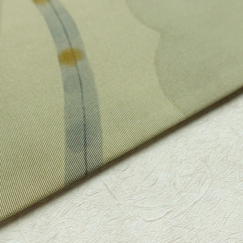 名古屋帯 太鼓柄 良品 正絹 古典柄 名古屋仕立て 帯 くすみグリーン 緑・うぐいす色_画像12