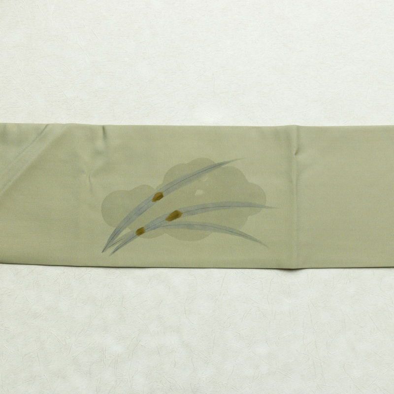名古屋帯 太鼓柄 良品 正絹 古典柄 名古屋仕立て 帯 くすみグリーン 緑・うぐいす色_画像14