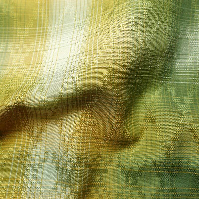 紬 正絹 縞柄・線柄 袷仕立て 身丈154cm 裄丈63cm 着物 緑・うぐいす色_画像21