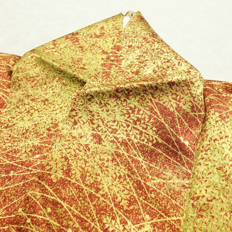 小紋 正絹 木の葉・植物柄 袷仕立て 身丈156.5cm 裄丈64.5cm 着物 茶_画像16