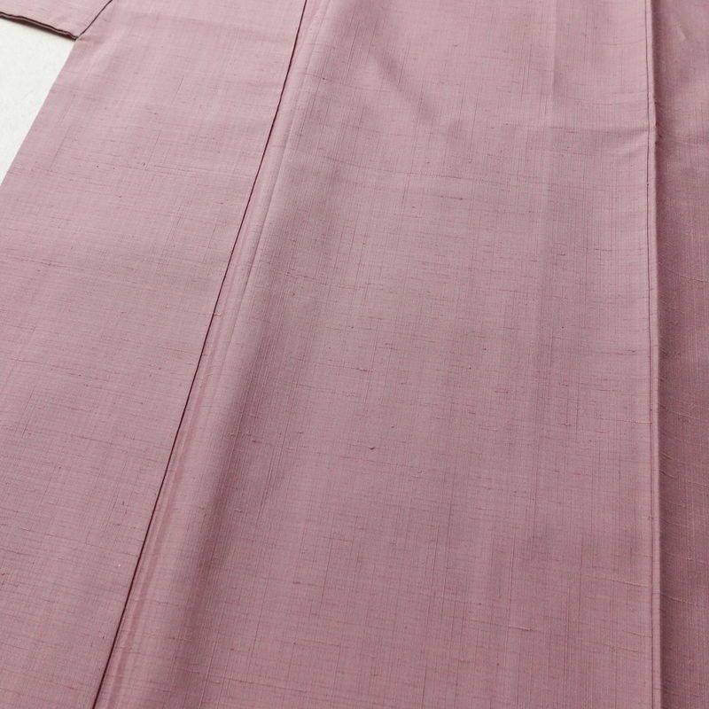 色無地 一つ紋付き 紬地 正絹 無地 袷仕立て 身丈159.5cm 裄丈65cm 着物 ピンク_画像5