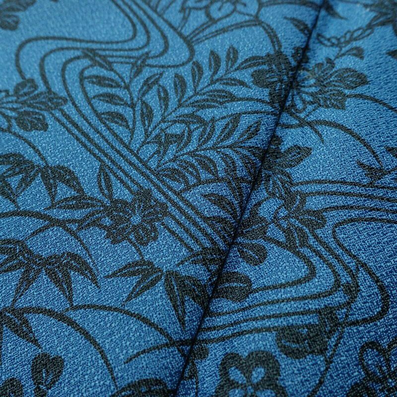 小紋 良品 総柄 ポリエステル 古典柄 袷仕立て 身丈166.5cm 裄丈69cm 青・紺_画像8