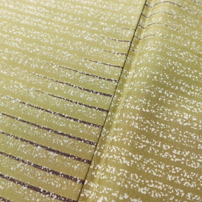 大島紬 良品 証紙なし 正絹 縞柄・線柄 袷仕立て 身丈160cm 裄丈67cm 着物 緑・うぐいす色_画像8