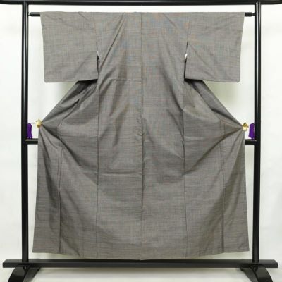紬 良品 しつけ糸付き 正絹 その他の柄 袷仕立て 身丈156cm 裄丈62cm 着物 グレー