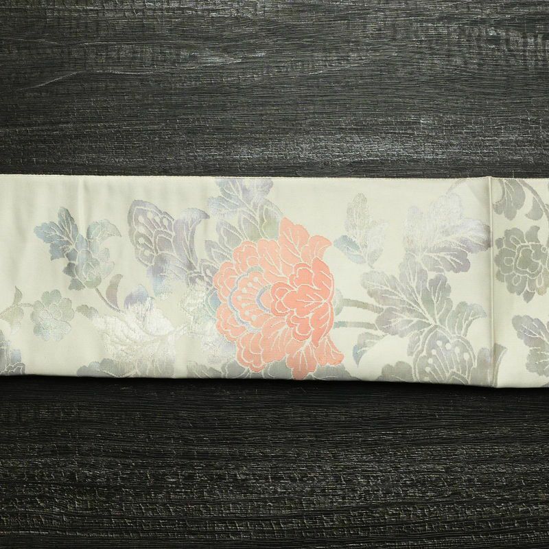 袋帯 六通柄 フォーマル用 正絹 花柄 帯 クリーム_画像15