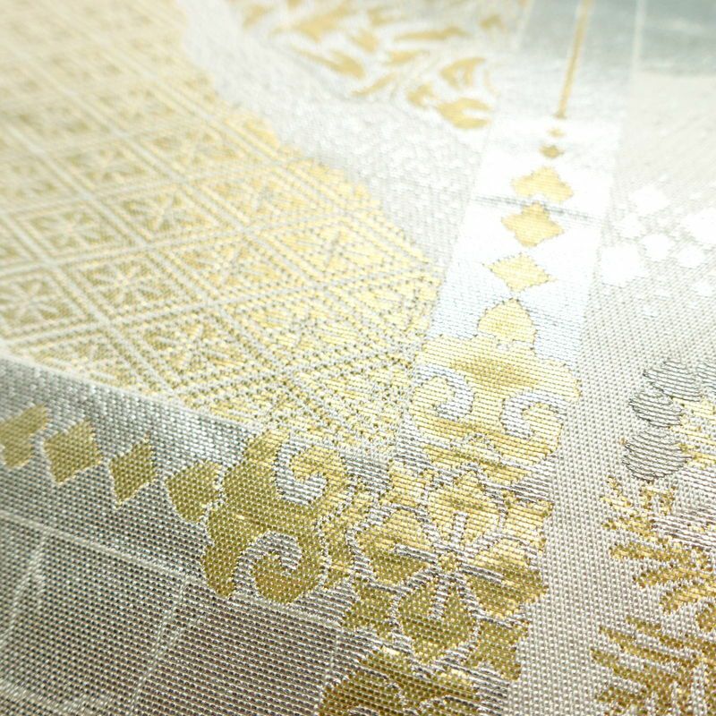 袋帯 純金二重箔 六通柄 フォーマル用 正絹 古典柄 箔 帯 金・銀_画像5