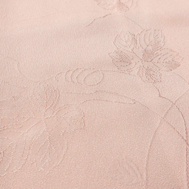 色無地 寿光織 良品 しつけ糸付き 正絹 木の葉・植物柄 袷仕立て 身丈158.5cm 裄丈63.5cm 着物 ピンク_画像6