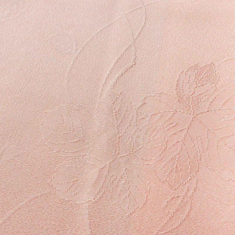 色無地 寿光織 良品 しつけ糸付き 正絹 木の葉・植物柄 袷仕立て 身丈158.5cm 裄丈63.5cm 着物 ピンク_画像7