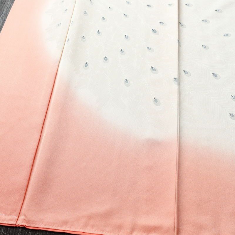 付け下げ 正絹 人物・動物柄 袷仕立て 身丈164cm 裄丈65.5cm 一部しつけ糸付き 孔雀 フォーマル 着物 ピンク_画像4