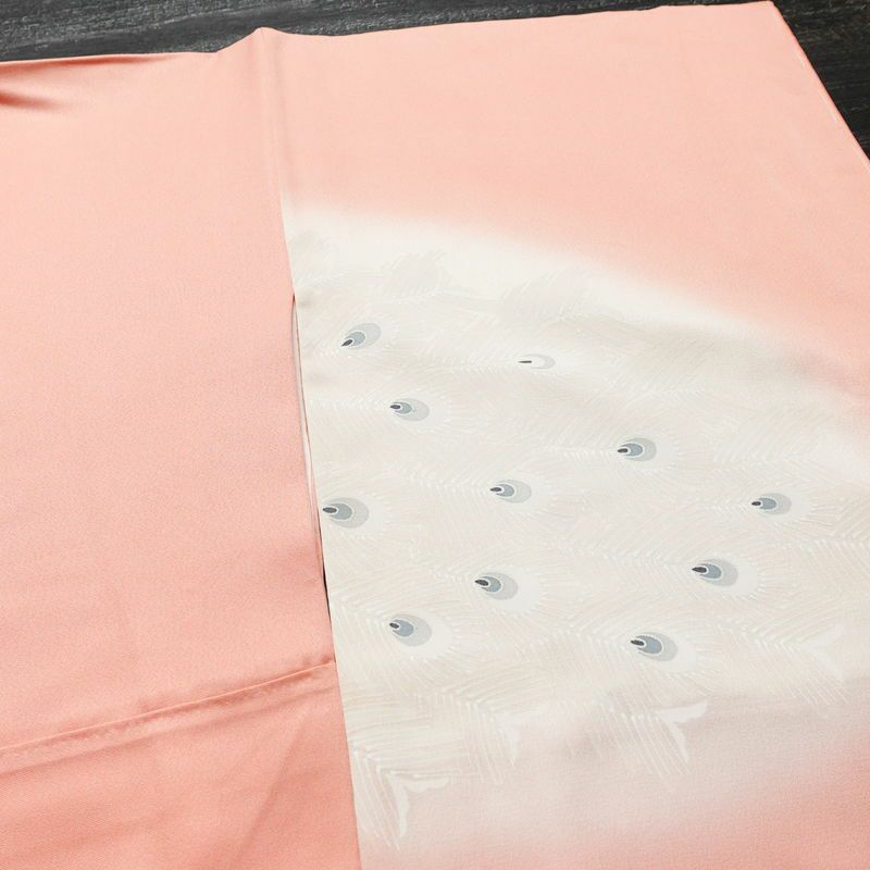 付け下げ 正絹 人物・動物柄 袷仕立て 身丈164cm 裄丈65.5cm 一部しつけ糸付き 孔雀 フォーマル 着物 ピンク_画像9