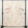 小紋 美品 しつけ糸付き 縮緬 正絹 花柄 袷仕立て 身丈159.5cm 裄丈63cm 着物 ピンク_画像1
