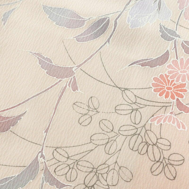 小紋 美品 しつけ糸付き 縮緬 正絹 花柄 袷仕立て 身丈159.5cm 裄丈63cm 着物 ピンク_画像7