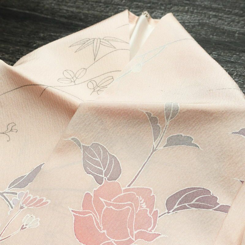 小紋 美品 しつけ糸付き 縮緬 正絹 花柄 袷仕立て 身丈159.5cm 裄丈63cm 着物 ピンク_画像17