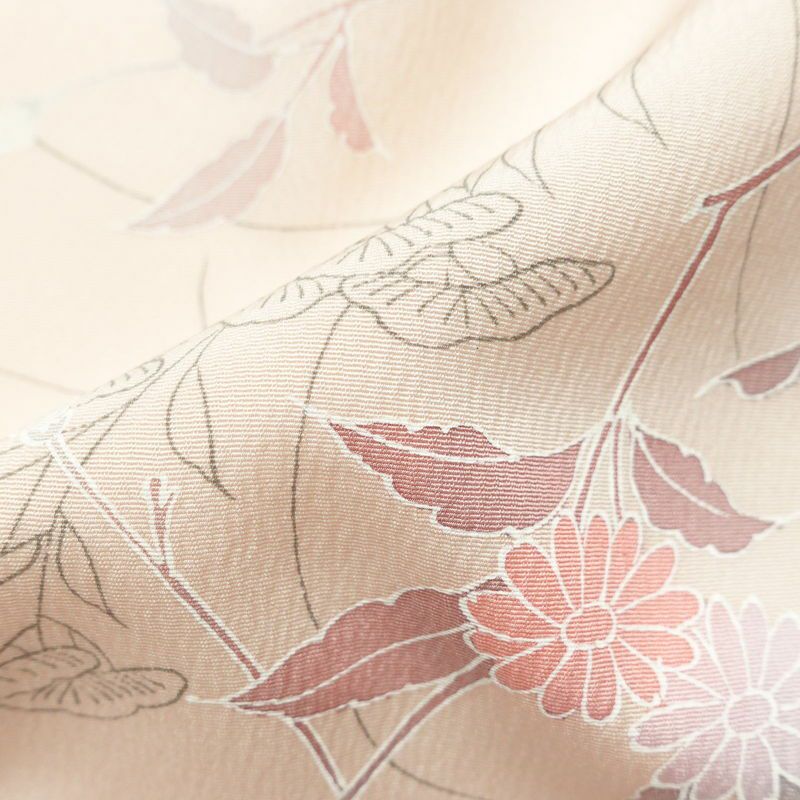 小紋 美品 しつけ糸付き 縮緬 正絹 花柄 袷仕立て 身丈159.5cm 裄丈63cm 着物 ピンク_画像20