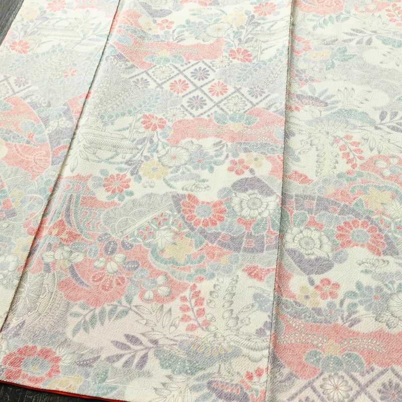 小紋 しつけ糸付き 縮緬 総柄 正絹 古典柄 袷仕立て 身丈159cm 裄丈64cm 着物 白_画像4