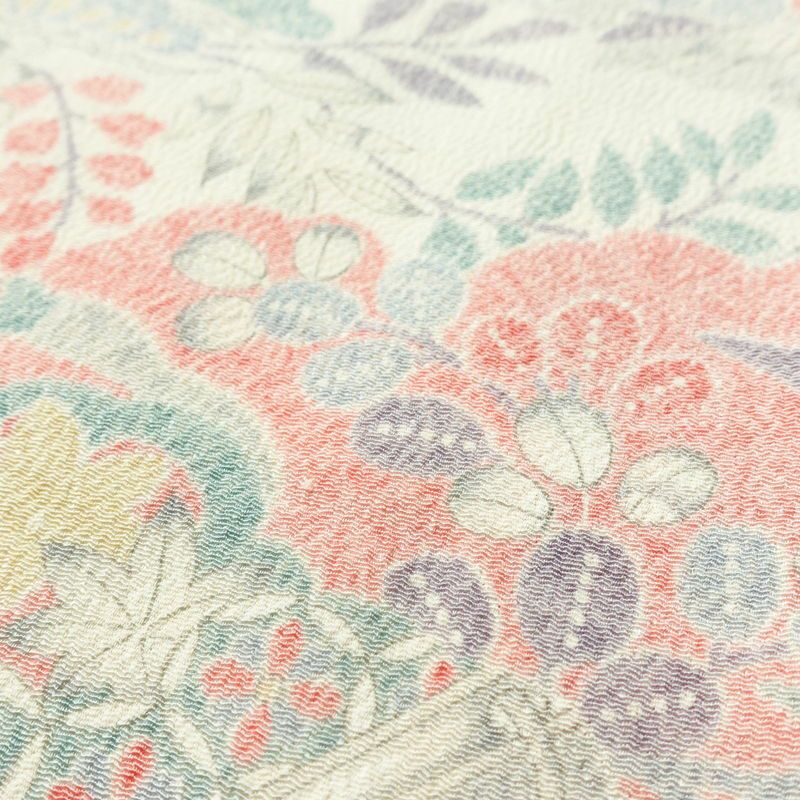 小紋 しつけ糸付き 縮緬 総柄 正絹 古典柄 袷仕立て 身丈159cm 裄丈64cm 着物 白_画像6