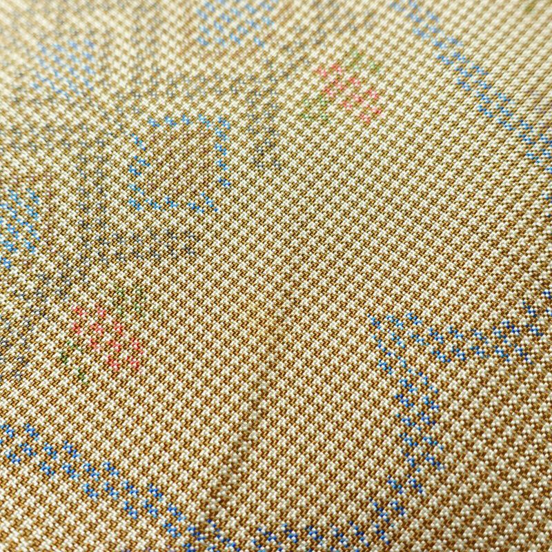 紬 正絹 木の葉・植物柄 袷仕立て 身丈151cm 裄丈63cm 一部しつけ糸付き 着物 ベージュ_画像10