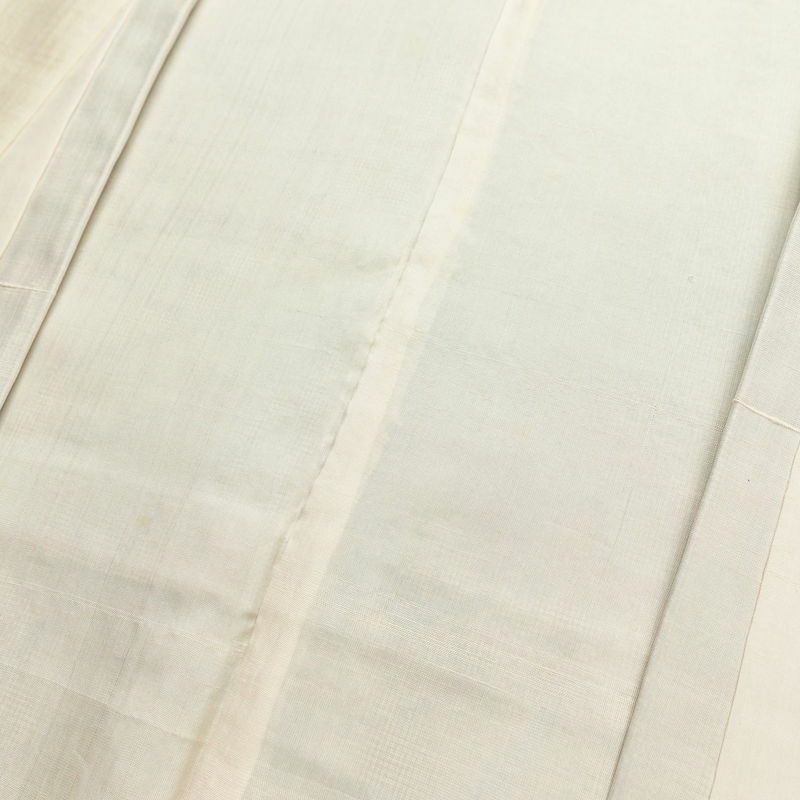 紬 正絹 木の葉・植物柄 袷仕立て 身丈151cm 裄丈63cm 一部しつけ糸付き 着物 ベージュ_画像15