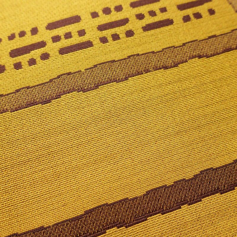 袋帯 六通柄 美品 一般用 正絹 木の葉・植物柄 帯 葉っぱ 黄・黄土色_画像5