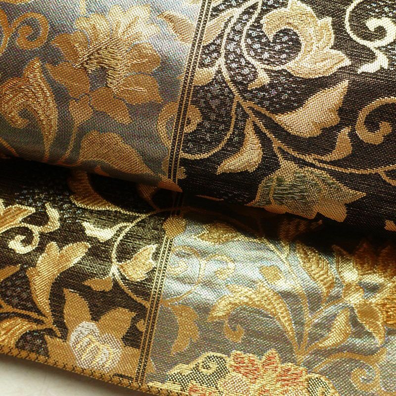 袋帯 六通柄 フォーマル用 正絹 木の葉・植物柄 箔 帯 金・銀_画像7