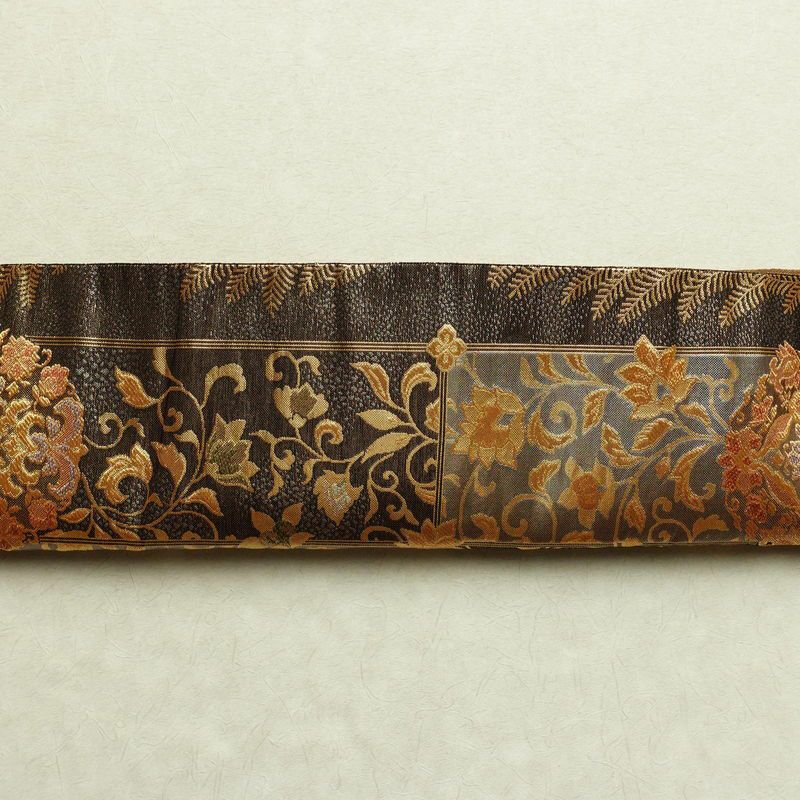 袋帯 六通柄 フォーマル用 正絹 木の葉・植物柄 箔 帯 金・銀_画像16